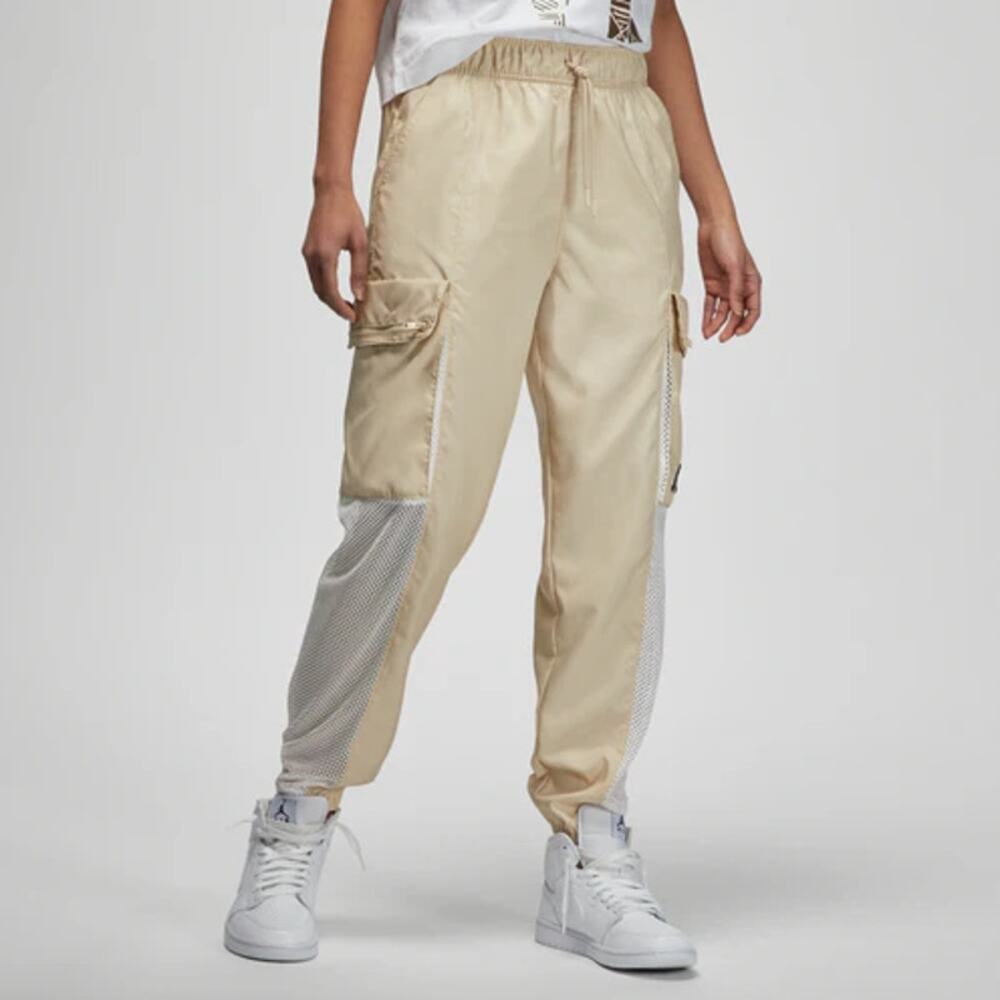 Jordan Essential Utility‎ Pants Beige Cargo Joggers Mesh Women XS $100 MSRP